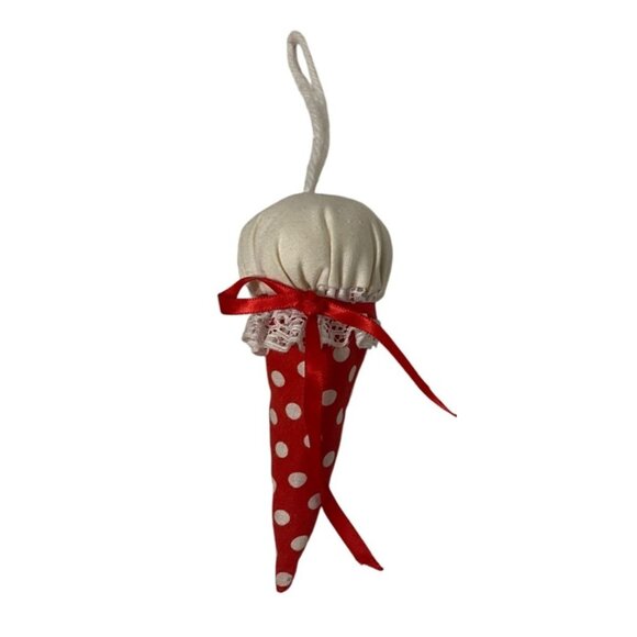 Handmade Other - Handcrafted Polka Dot Fabric Ice Cream Cone Lace & Ribbon Embellishments 6"